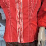 Elie Tahari  Ruffled Zip Front Detailed Blazer Bright Orange Medium M Photo 2