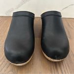 No.6 Old School Clog Mule on Mid Heel Wood Sole in Black Leather Size 39 Photo 6