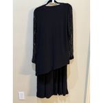 Marina 2 Piece Beaded Asymmetrical Hemline Long Sleeve Jewel Neck Top Size 12 Black Photo 4