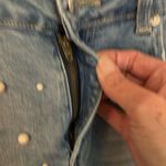 Hammer Jeans  light wash distressed denim mini skirt with pearls. Photo 3