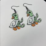 Alien Duck Dangle Earrings – Spooky & Quirky Halloween Style Green Photo 2