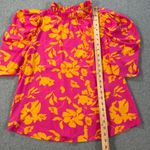 Staccato Ruffle Collar Puff Sleeve Blouse Women's Small Pink/Yellow Half Sleeve Photo 3