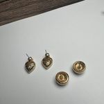 Swavorski Lot Of 2 Swarovski Crystal Clear Gold Tone Stud Pierced Earrings (Swan Marked) Photo 6