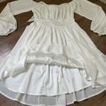 FOROLAV White Square Neck Dress Long Sleeve Tie Open Back Lined ~ EUC Size L Size L Photo 10