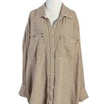Free People  Large Freddie Menswear Oversized Shirt Jacket Shacket Neutral Plaid Photo 3