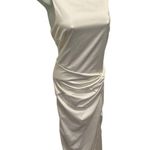 Abercrombie & Fitch Wedding Gown Sz XL Winter White Cut Out Back Slit Side Satin Photo 1