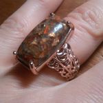 Matrix Fire Opal 14K Rose Gold Over Copper Solitaire Ring (Size 6) Photo 1