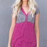 Anthropologie Maeve by  magenta and gray dress size small Photo 0