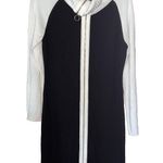 Calvin Klein EUC Cream Black Long Zip Front Duster Sweater Dress Small Photo 0