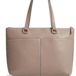 Nordstrom Lexa Pebbled Leather Tote Bag in Grey Taupe with Gold Hardware EUC Photo 0