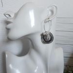 Silver Lion Head with Greek Key Design Drop Earrings Photo 6