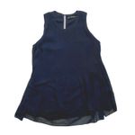 ZARA  Chiffon Pleated Sleeveless Blouse Flowy Tank Top Blouse S Navy Blue #4325 Photo 1
