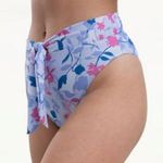 Splendid Floral Flurry Tie-Front Bikini Bottom High Leg Pant Sz S NWT Blue Pink Photo 2