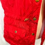 kim rogers red quilted puffer vest with faux leather collar size small Photo 2