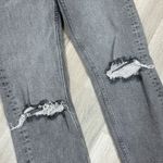 ZARA Distressed High Waist Cropped Raw Hem Stretch Jeans Grey Black 6 Photo 4