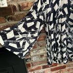 Bel Kazan Black White Printed Open Kimono Cover Up Blue Photo 4