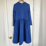 COS  Long-Sleeved Gathered Midi Dress Blue Size Small Photo 2