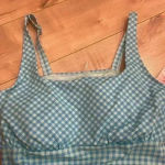 NWT Lands’ End Gingham Square Neck Tankini Top Blue Summer Swim Beach Sz 16DDD Photo 2