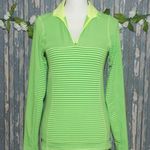 Kyodan  Ladies XS 1/4 Zip Athletic Top Green Yellow Striped Running Long Sleeve W Photo 5