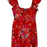 Forever 21  Burnt Red Orange Pink Floral Print Flutter Sleeve Mini Dress Medium Photo 0