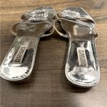 Badgley Mischka Silver Josette Flat Metallic Slide Sandals Photo 7