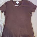 Dress Barn  womens brown small short sleeve cotton v neck top Photo 0