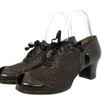 1940s Matrix x Carson Pirie Scott & Co Black Mesh Leather Heeled Oxford Loafers Size 6.5 Photo 1