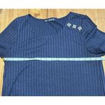 Storybuk Knit Small Ladies Navy Ribbed Short Sleeve Top Blue Photo 5