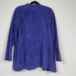 Pamela McCoy Purple Suede Leather Ruffled Long Line Jacket Blazer Womens L Fall Size L Photo 8