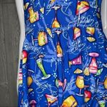 Girls weekend cocktail cruise halter top dress with margaritas and drinks on it Blue Size L Photo 2
