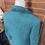 Dialogue  Jacket Blazer Women's Sz 4 Wool blend Teal Green Tweed Boucle Career Photo 4