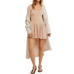 Free People  Onda Dropped waist Long Sleeve Stretch Cotton Dress Square neck Sz L Photo 4