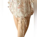 American Eagle NWT AE77 Premium  Cream Floral Ruffle V Neck Blouse Oversized M Photo 3