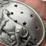 Dairy Cow Under Moon Light & Stars Signed JJ Brooch Pin Silver Tone Jonette Photo 3