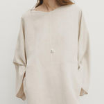 Massimo Dutti NWT Linen Blend Short Dress W/ Voluminous Sleeves Cream Size Small Photo 0