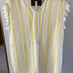 C&C California  Women's Yellow White Stripped Cotton CoverUp  Size Large‎ Photo 0