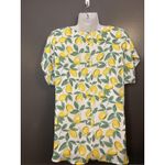 West Kei  Shirt Womens Medium Lemon Print White V Neck Twist Front Blouse Photo 3
