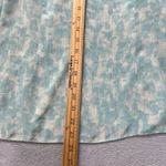 Halogen  100% Silk Ruffle Blouse Womens M Sleeveless Aqua Blue Abstract Print Top Photo 6