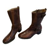 Bass “Rustic” Two Tone Mid Calf Buckle Strap Boot Size 6 Photo 2