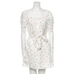 NWOT Sleeper Brigitte Belted Strawberry Printed 100% Linen Voile Mini Dress XL White Photo 4