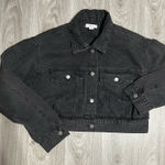 Forever 21  Black Cropped Denim Jacket Size M Button Front Photo 0