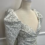 Misha Lourdetta Long Puff Sleeve Mini Dress Spot Print Snow Leopard White 4 Black Photo 3