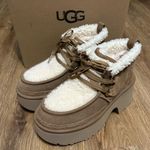 UGG  chestnut suede wool platform heeled lace up ankle boots booties shoes new  Photo 0