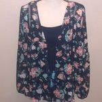 Time And Tru NWT  Tie Front With Cami Blue Floral Layered Photo 0