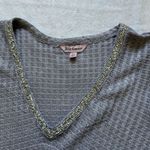 Juicy Couture  Silver Metallic Knit Top XS NWT Sparkly V-Neck Short Sleeve Photo 2