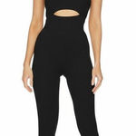 New Gigi C Krizia Black Micro Rib Cutout Tied Jumpsuit Catsuit L Size L Photo 0