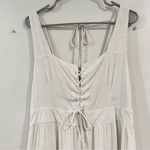 Lulus Wondrous Ways Oatmeal Beige Lace-Up Ruffle Tiered Sleeveless Mini Dress XL Photo 5