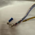 Handmade  Plaid Cats Wristlet Keychain with Navy Blue Tassel Photo 3