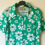 Big Bud Press Lazy Daisy Green Unisex Polo Shirt Retro Buttoned Tee S EUC Photo 1
