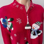 Heirloom Collectibles Snowman Snowflake Ugly Christmas Sweater Cardigan Red Size M Photo 1